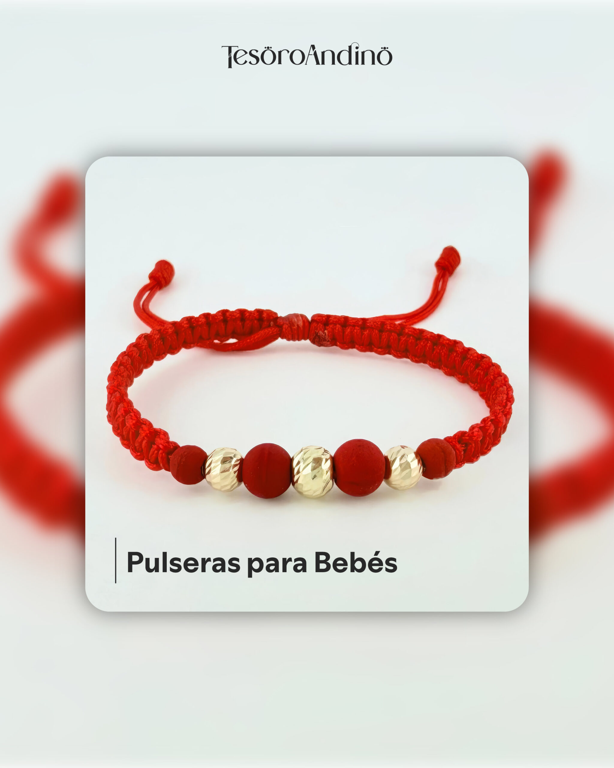 Pulsera tejida para bebé con bolitas de oro, Tesoro Andino